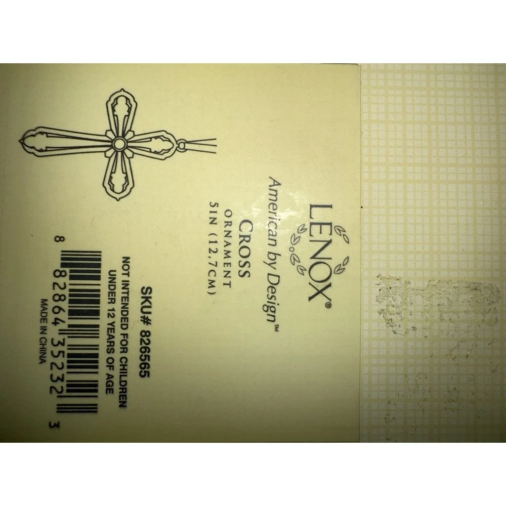 NIB Lenox Cross Christmas Tree Ornament Silver Clear Mother of Pearl‎ Enamel  G